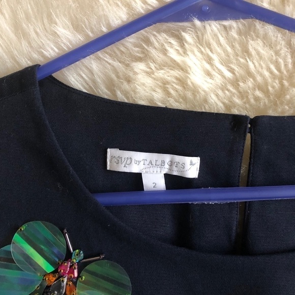 RSVP Talbots Faille Sequin Beaded Jewel Insect Top - Picture 5 of 10